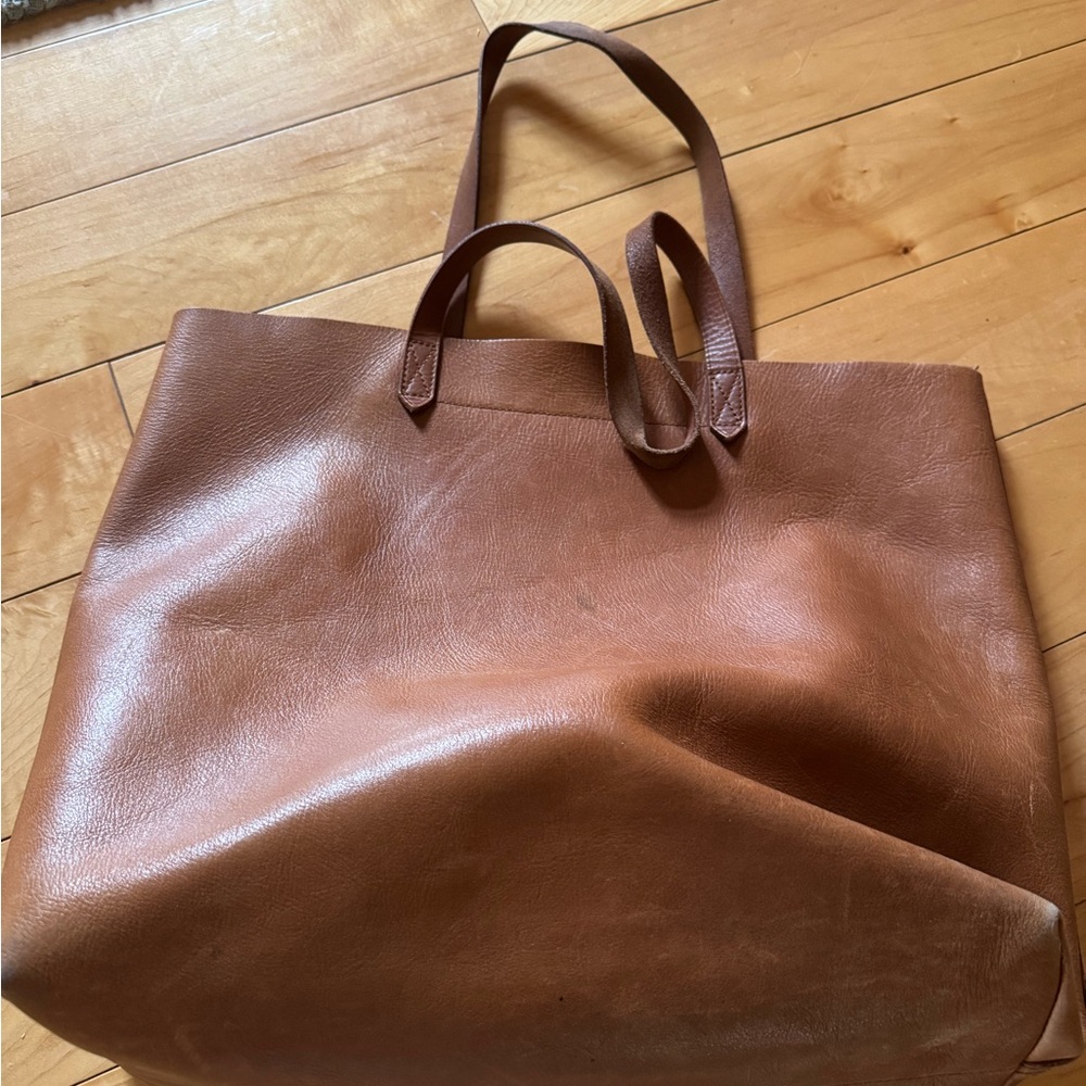 Madewell Brown Leather Transport Tote with Zip Detail - Picture 8 of 11